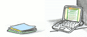 pile of briefings and laptop showing resources page